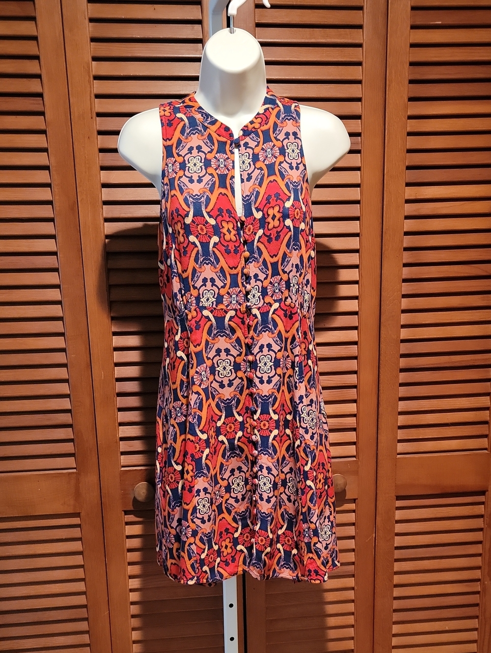 PHILOSOPHY SLEEVELESS BUTTON DOWN SHIFT DRESS